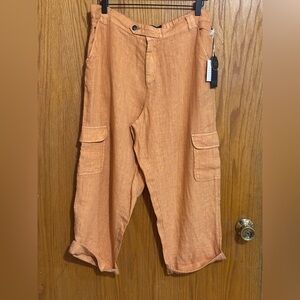 Rachel Roy NWT‎ 100% linen casual cargo pants lightweight Packable sz large